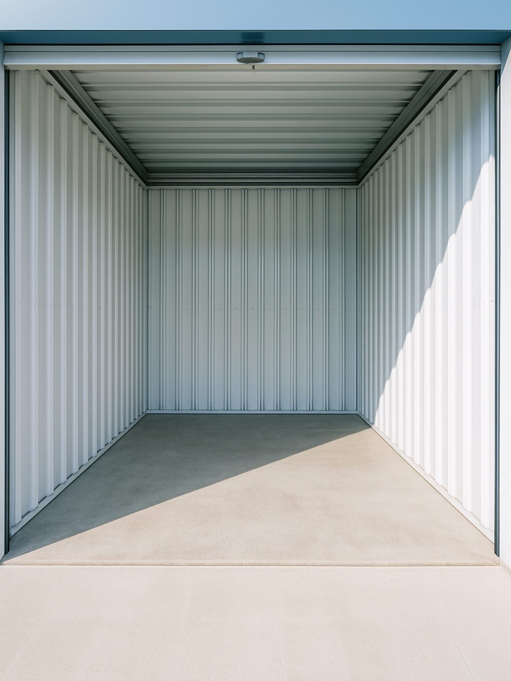 Inside an empty, clean storage unit